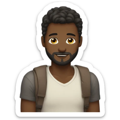 Black guy with short hair and beard hugging white guy with brown hair sticker