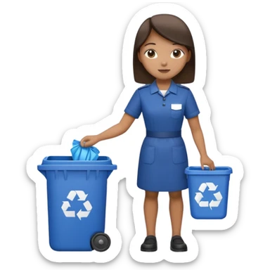 full side body , housekeeper put the trash in can sticker