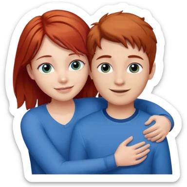 Red hair girl with blue eyes and brown hair boy eith hazel eyes love  sticker