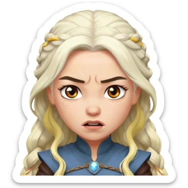 Daenerys Targaryen ANgry from Games of throne character face only younger sticker