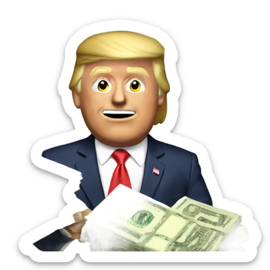 Trump with money spread sticker