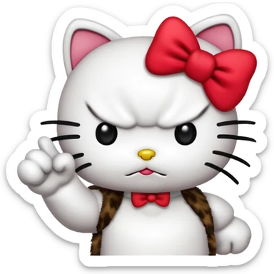 Angry hello kitty giving a thumbs down sticker