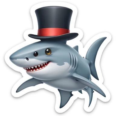 Shark with a top hat sticker