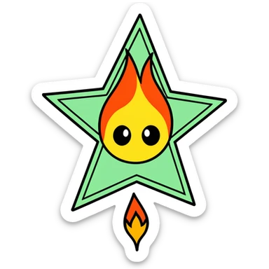 A on fire with six point stare  sticker