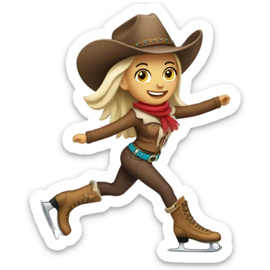 Ice skating cowgirl sticker