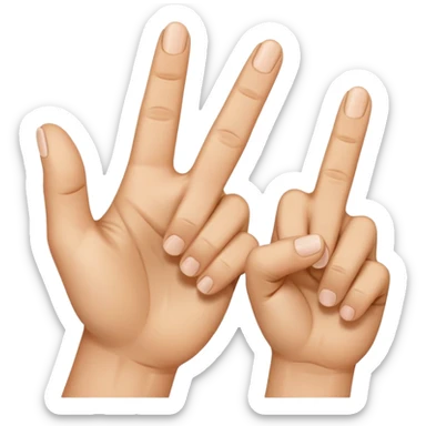 A hand throwing up the thumb pointer finger and middle finger with the other two down sticker