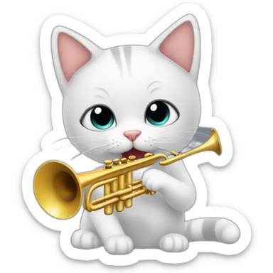 A cat that plays the trumpet sticker