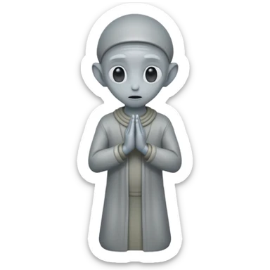 fullbody STANDING AND PRAYING CLOSED HANDS gray alien FROM BEHIND  BACKVIEW sticker