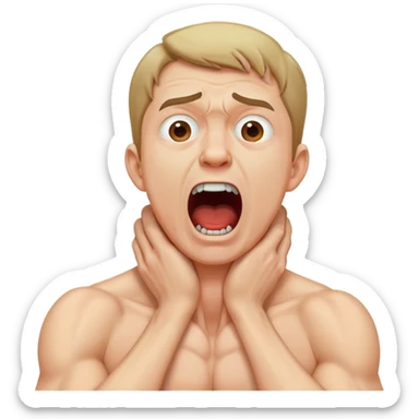 guy grabbing his neck while screaming  sticker