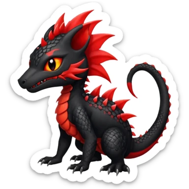 Shiny cool badass Fiery gothic evil black and red salandit-Liten-torracat with a red Mohawk  sticker