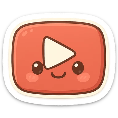 cartoonish YouTube icon with smiling face, chibi stickers style, transparent background sticker