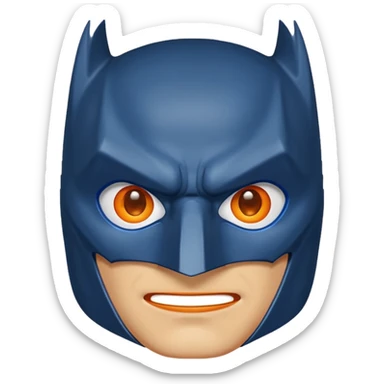 batman emoji with the mask is in blue, orange and green, the face, eyes are regular colors sticker