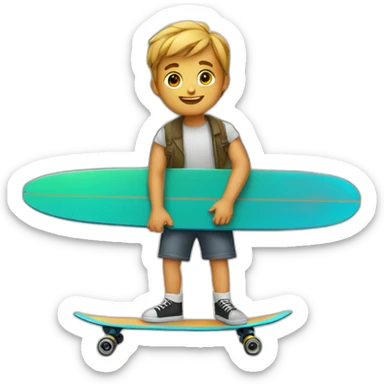 handsome guy with a longboard  sticker