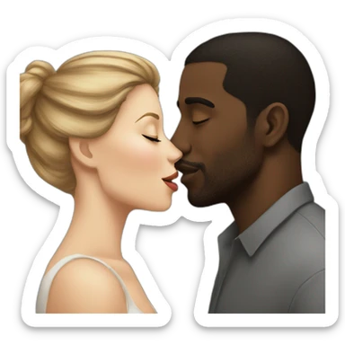 White Women kiss a black man sticker