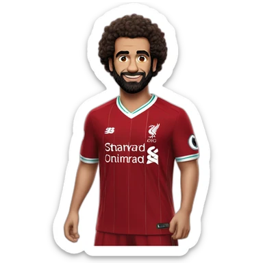 Mo salah with Liverpool logo on jersey sticker
