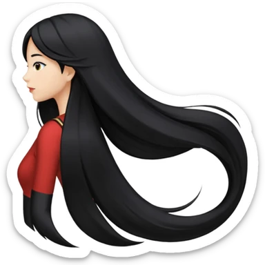 back view of long black hair sticker
