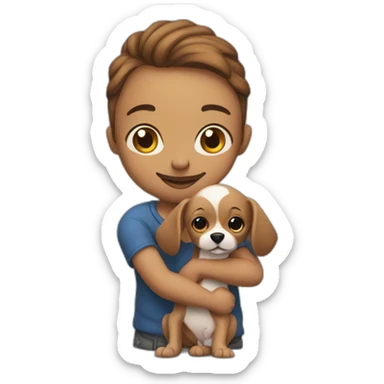 tattooed man with a baby dog in her hand sticker