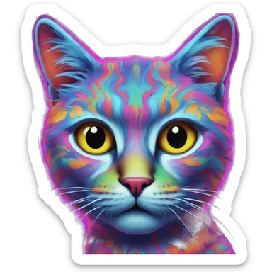 psychedelic trippy cat sticker