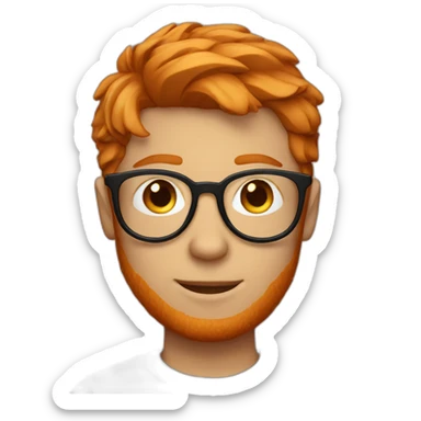 ginger guy with circle glasses, short hair and stubble sticker