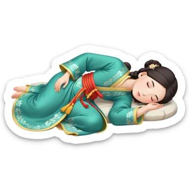 Beautiful girl in Hanfu lying on the ground sleeping sticker