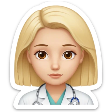 Blonde model with brown eyes, hospital patient sticker