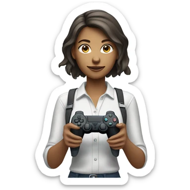 Caucasian female playing PlayStation  sticker