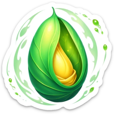 green magical cocoon lit up with swirling yellow magic, ethereal and mystical, symbol shape sticker