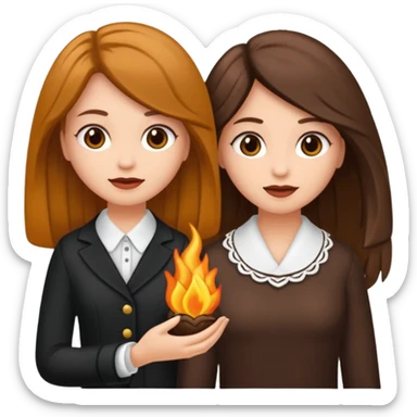 duas meninas lindas uma de cabelo encaracolado e a outra de cabelo castanho, a darem um abraço de amizade sticker