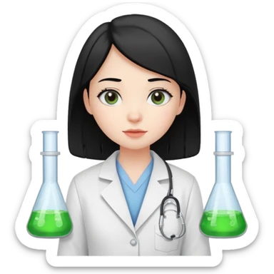 Black haired girl in a laboratory sticker