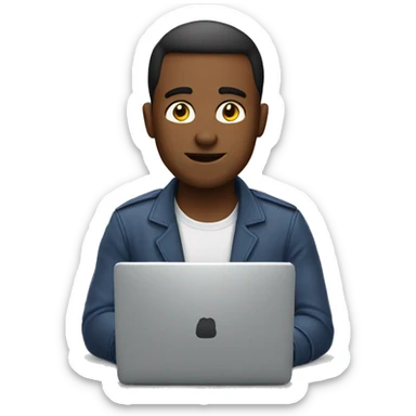 Generate me an emoji who is working on his computer. sticker