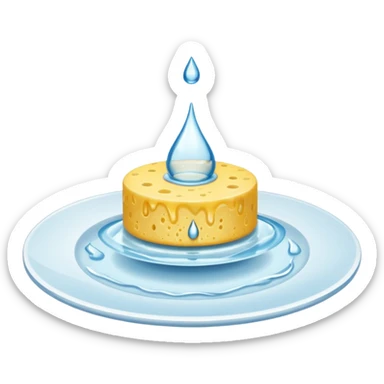 plate with water drop and sponge sticker
