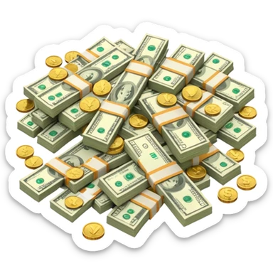 It's an image of money such as coins and bills, but there's only one or two neatly sticker