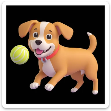 dog chasing ball in forrest, close up pose sticker