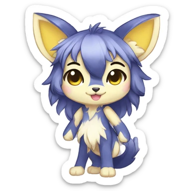 Cute Kawaii Chibi Anthro Sona Pretty Shiny Colorful Sparkly Fakemon Full Body sticker