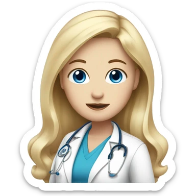 Picture of White pregnant doctor with blue eyes & blonde hair showing her pregnant sticker