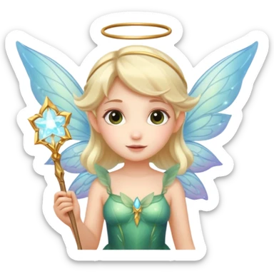 Cute fairy with wings holding glowing wand sticker