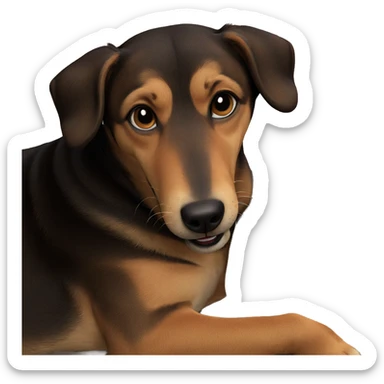 realistic dog on bed pillow sticker