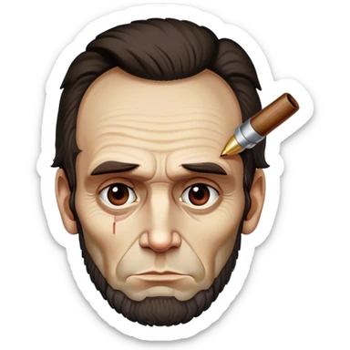 Abe lincoln with a gunshot in head sticker