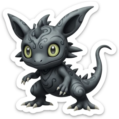 Murky Shadow-Swirled Inky Faded Charcoal Pokémon-Fakémon-Digimon-Creature, (full body) sticker