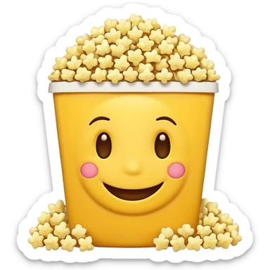 Smiling Emoji 😋 with 👀 for eyes with popcorn 🍿in front  sticker
