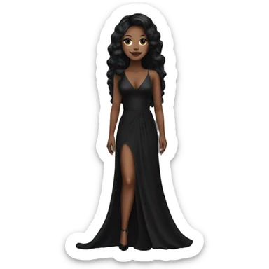 A tall girl with make-up black long hair, black long dress and black heels sticker