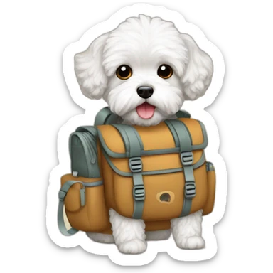 traveler maltipoo with backpack sticker