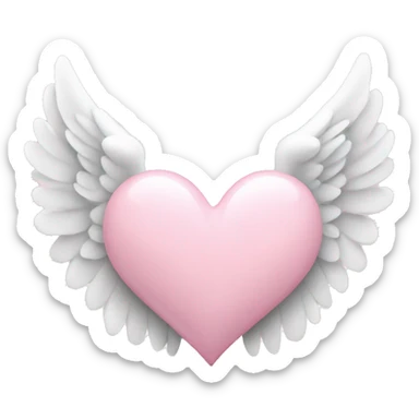 Light pink heart with white angel wings sticker