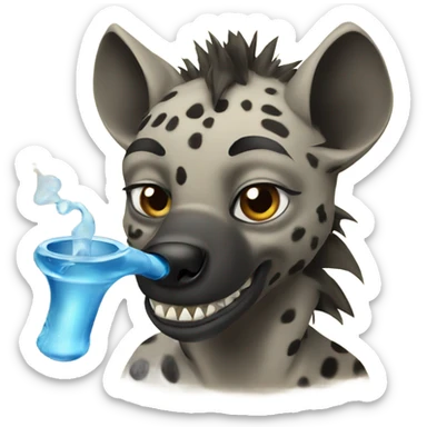 Hyena smoking water pipe sticker