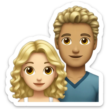 blonde wavy hair girl and tanned japanese boyfriend sticker
