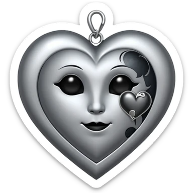 heart with a gothic moon charm sticker