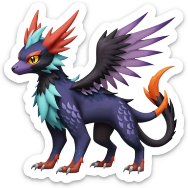 Nargacuga-Noibat-Noivern-Silvally-Litten-Lykoi-Fakemon-Digimon-Animal-fusion-hybrid-creature, full body sticker