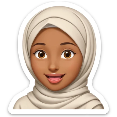 nữ, 15 tuổi, đội khăn hijab, tongue out, cười tươi, nhắm 1 mắt sticker