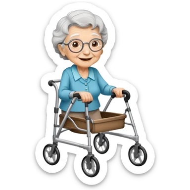 Very old grand ma with rollator sticker