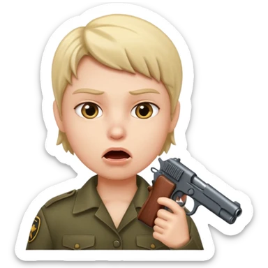 Gun pointing at a person’s mouth sticker